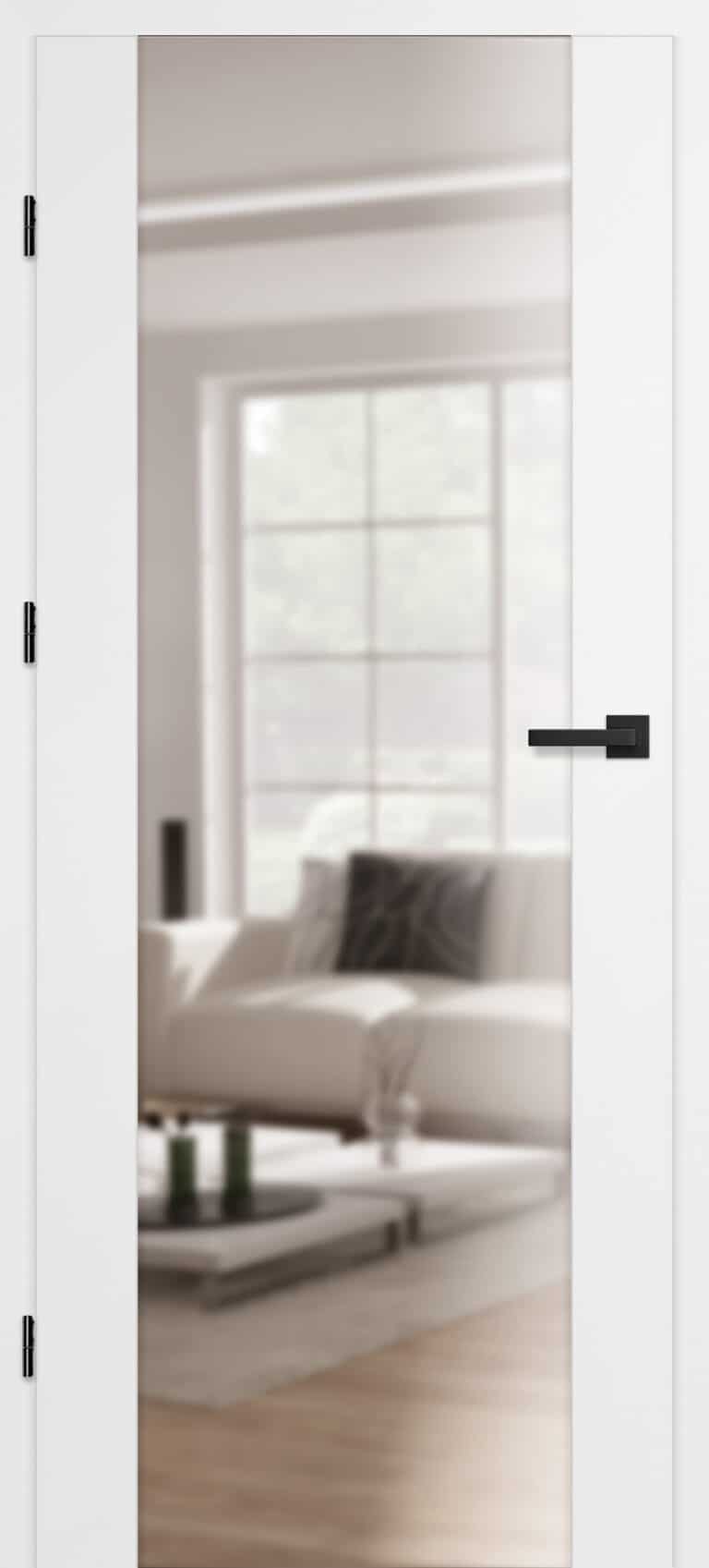 porte d'intérieure écorce blanc greko vitrée effet miroir